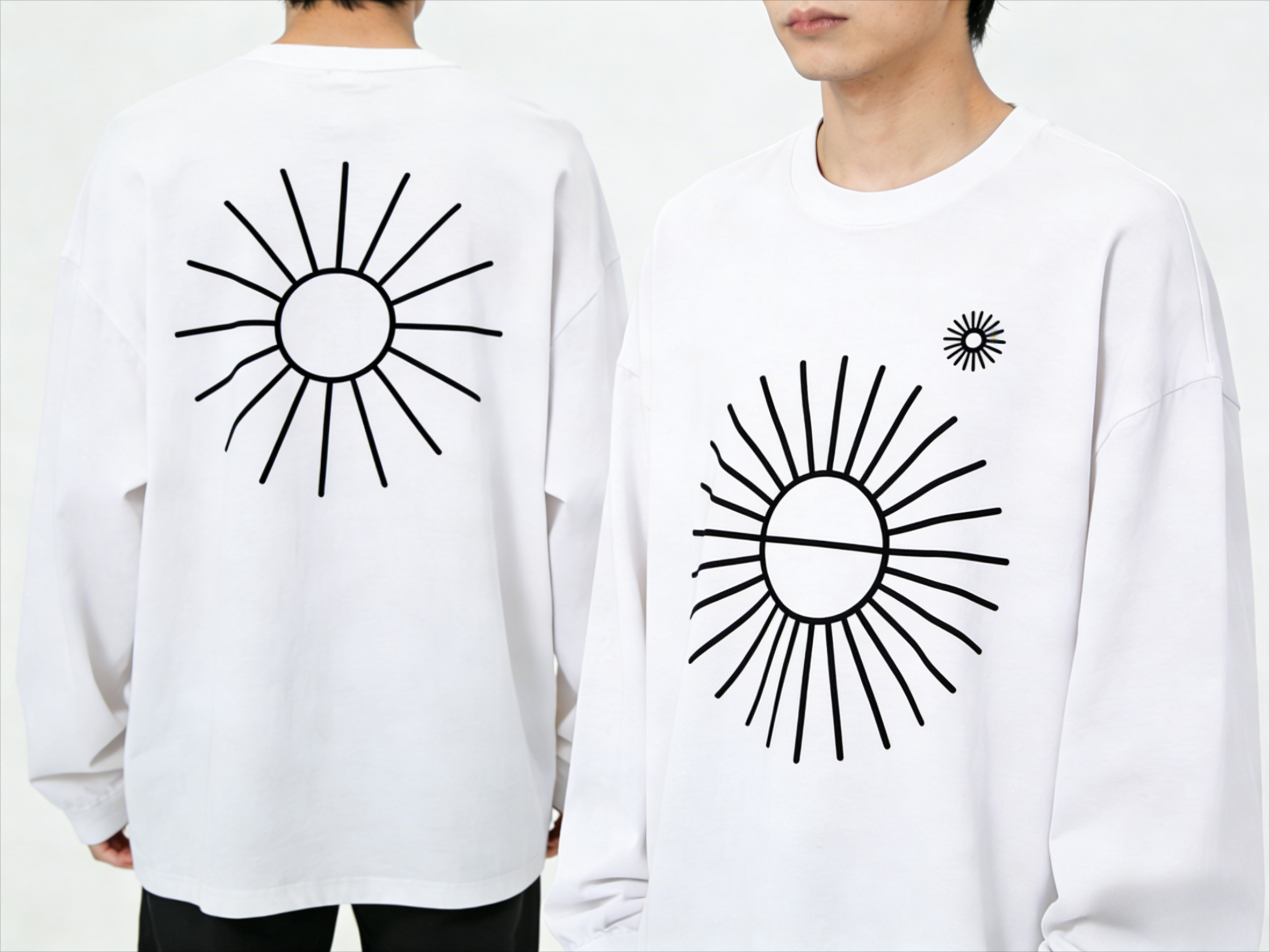 Longline Tee Oversized - Men's Oversized Long Sleeve T-Shirt, Minimalist