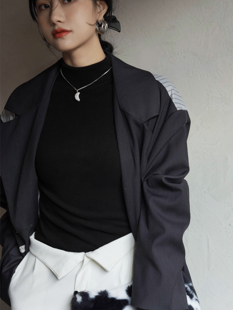 Longline Tee Oversized - Classic Style Women's Semi High Neck