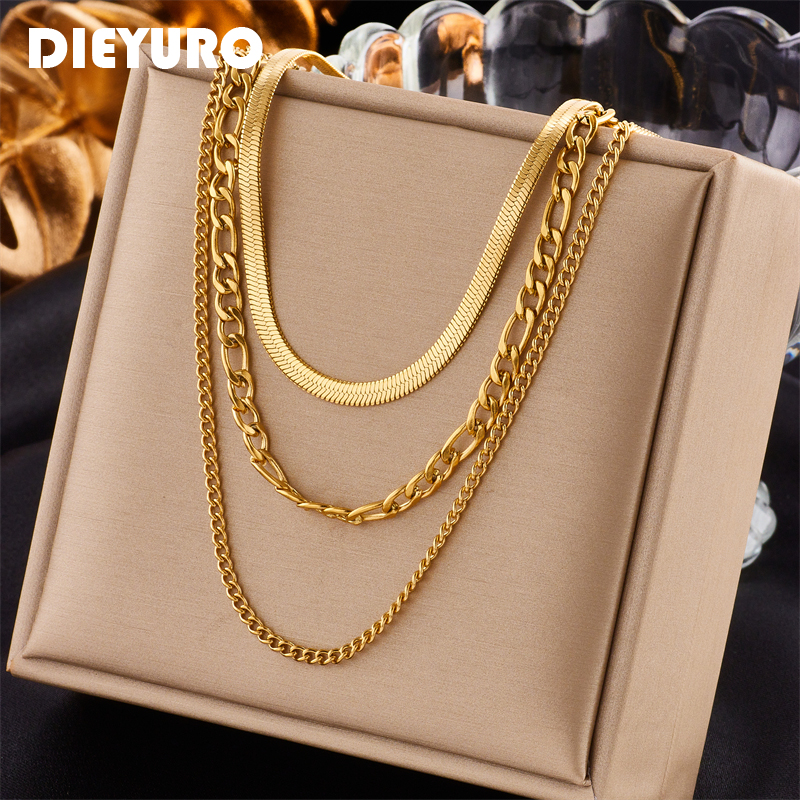 Street Fashion Mood - DIEYURO 316L Stainless Steel Gold Color
