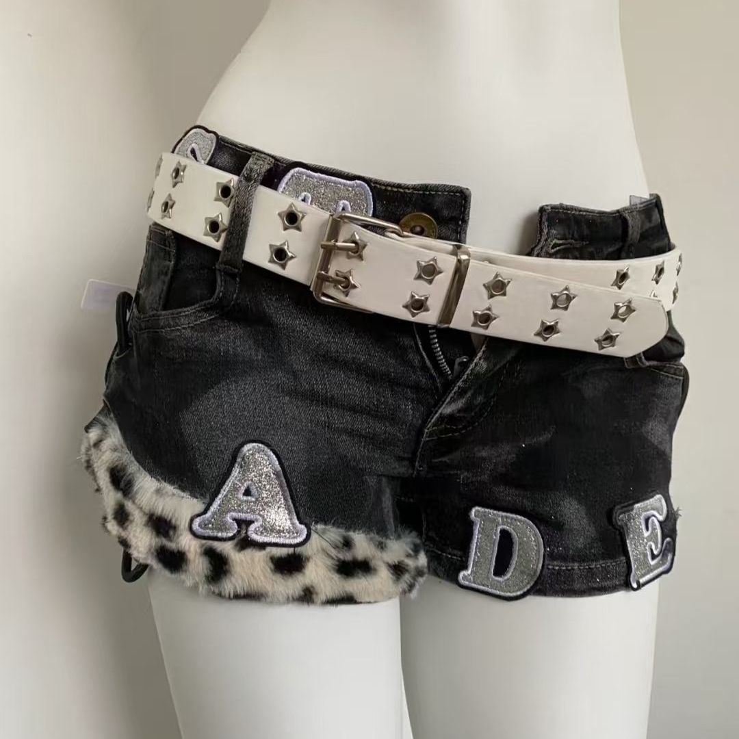 Street Fashion Clothing - Y2k Embroidered Patch Denim Shorts Woman