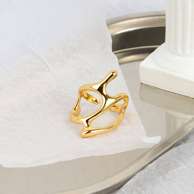 Street Fashion Hong Kong - Fashion Irregular Geometric Metal Texture Ring