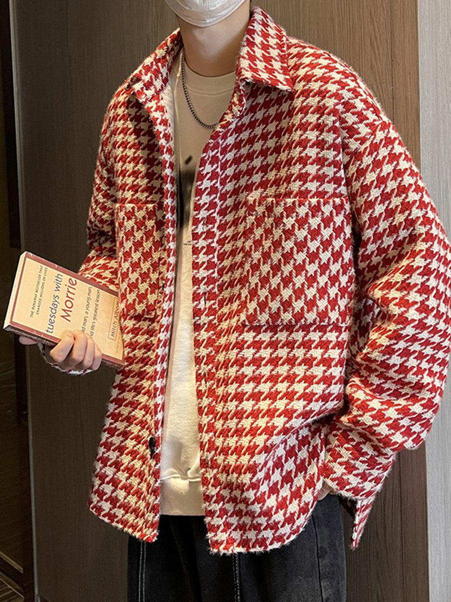Street Fashion Hong Kong - High-End Plaid Jacket Street Style Men's