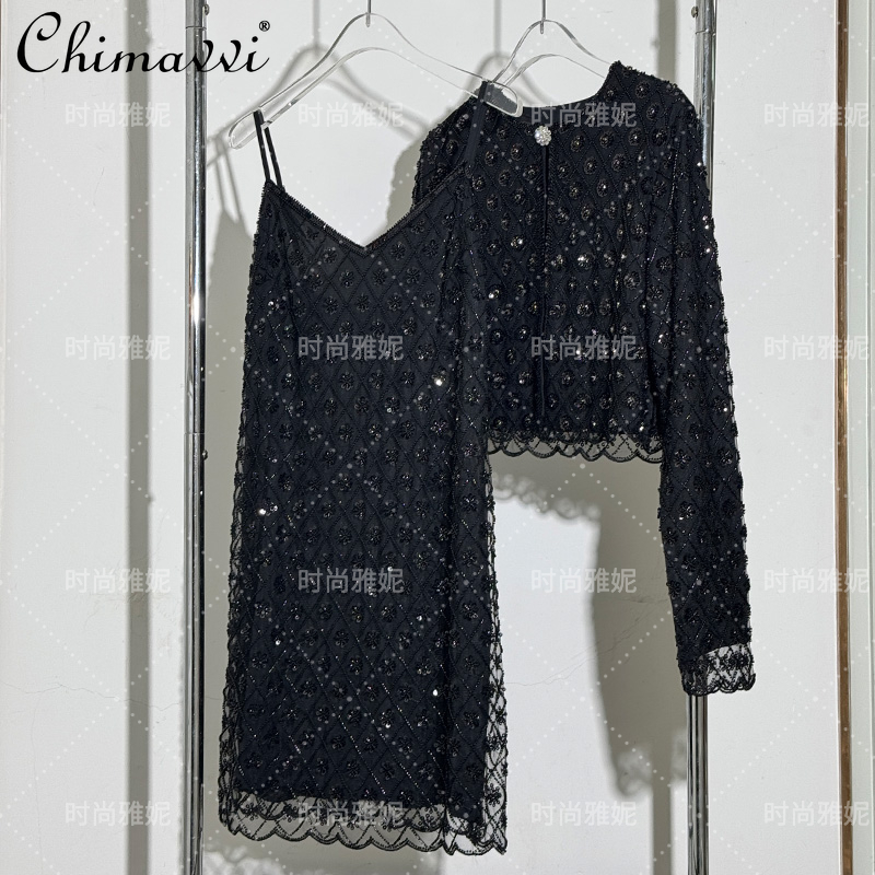Street Fashion Jacket - Fashion Diamond Sequined Beaded Lace Sexy