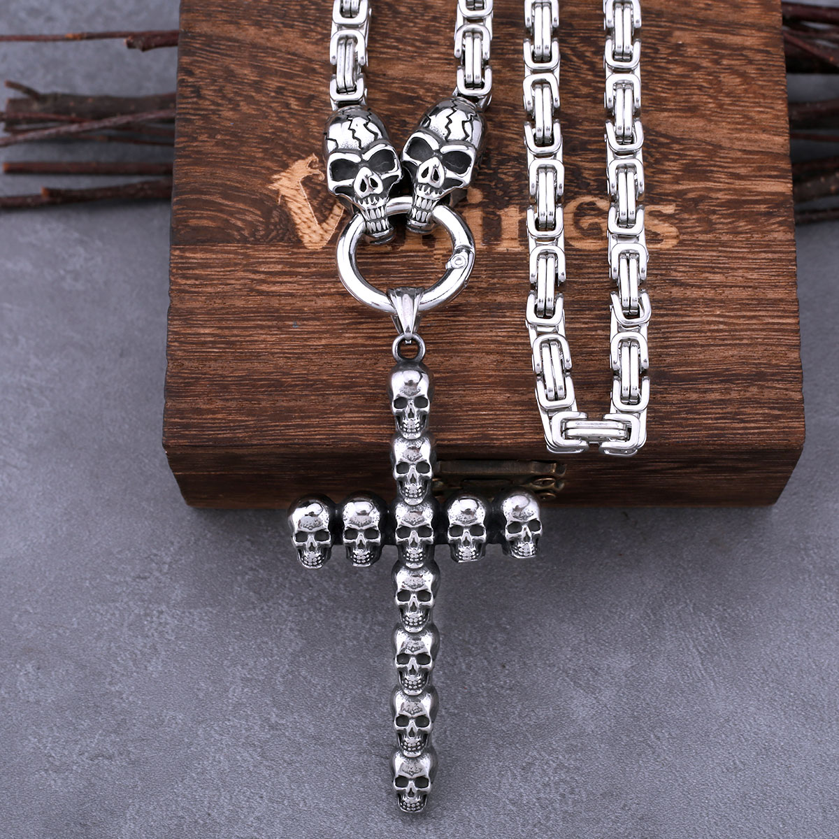 Street Fashion Mood - Stainless Steel Cross Skull Pendant with