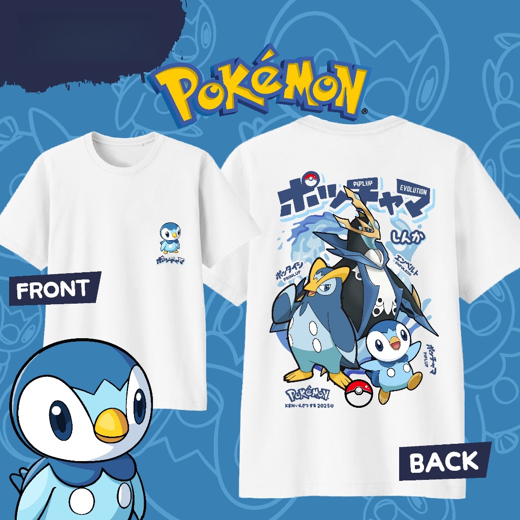 Street Fashion Of Japan - Anime Pokémon Piplup Evolution Printed Cotton