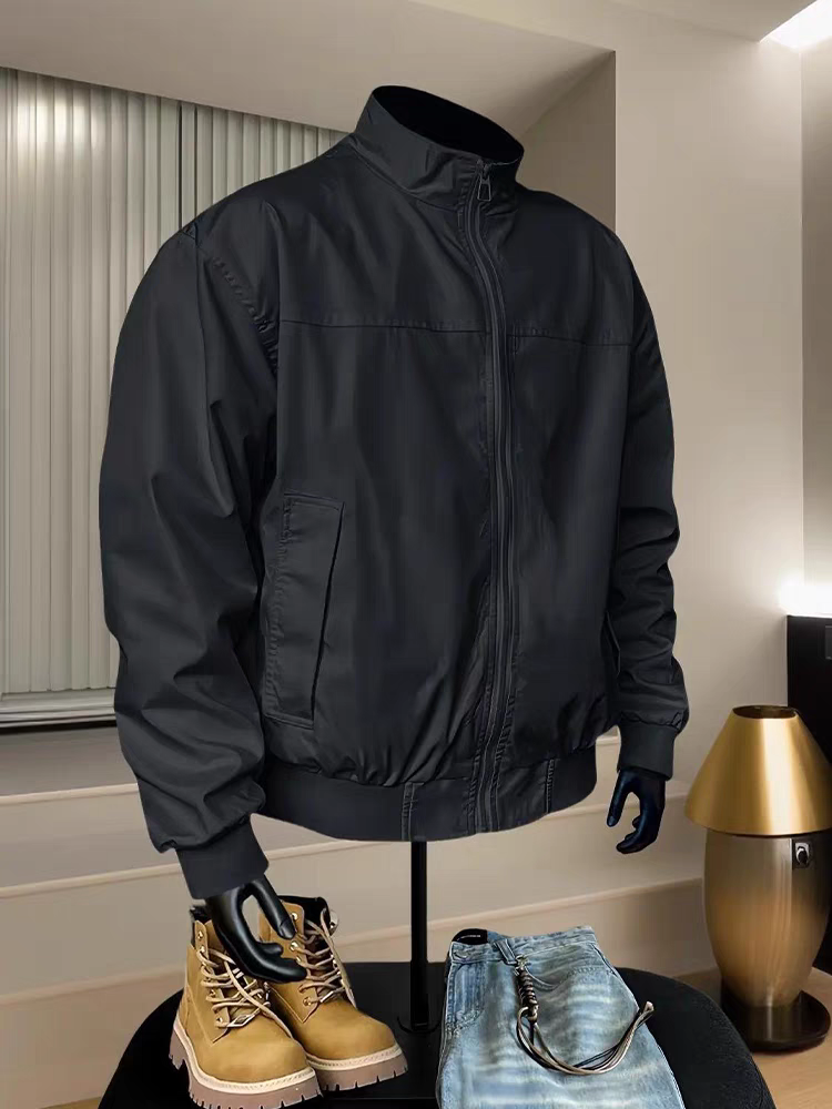 Coach Jacket Bomber - Men Solid Coach Jacket Spring Autumn
