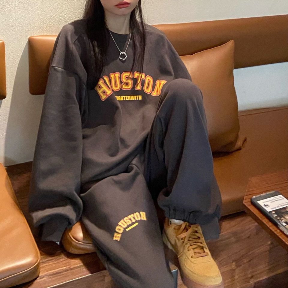 Street Fashion Hong Kong - plus Size Hoodie Set Women's Casual