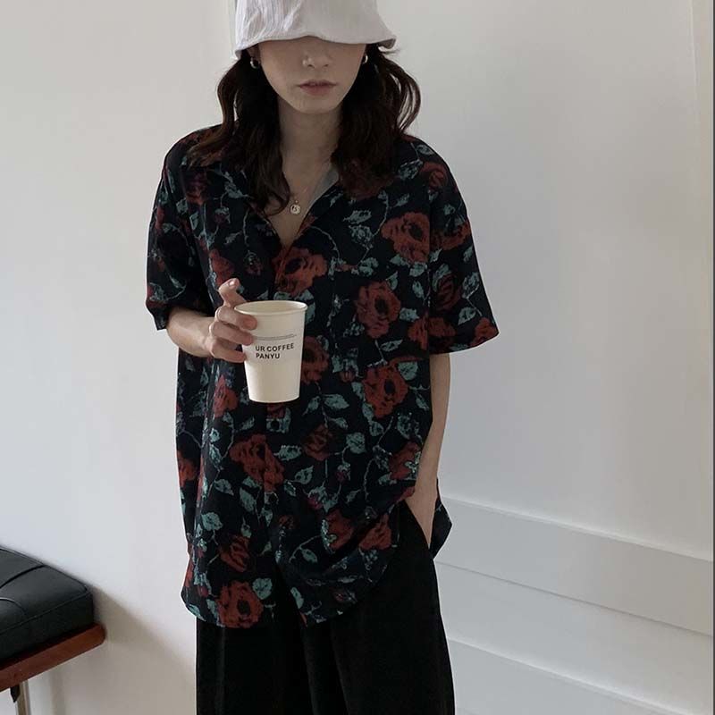 Street Fashion Hong Kong - Shirts Women Retro Fashion Summer Print