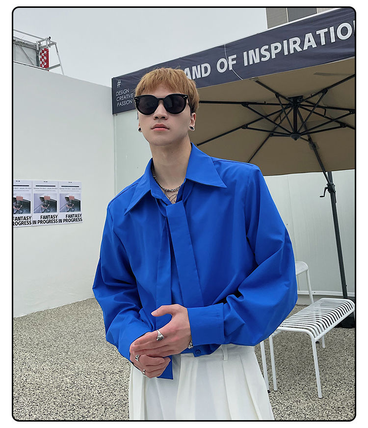Street Fashion Hong Kong - Long Sleeved Shirt Men's Korean Loose