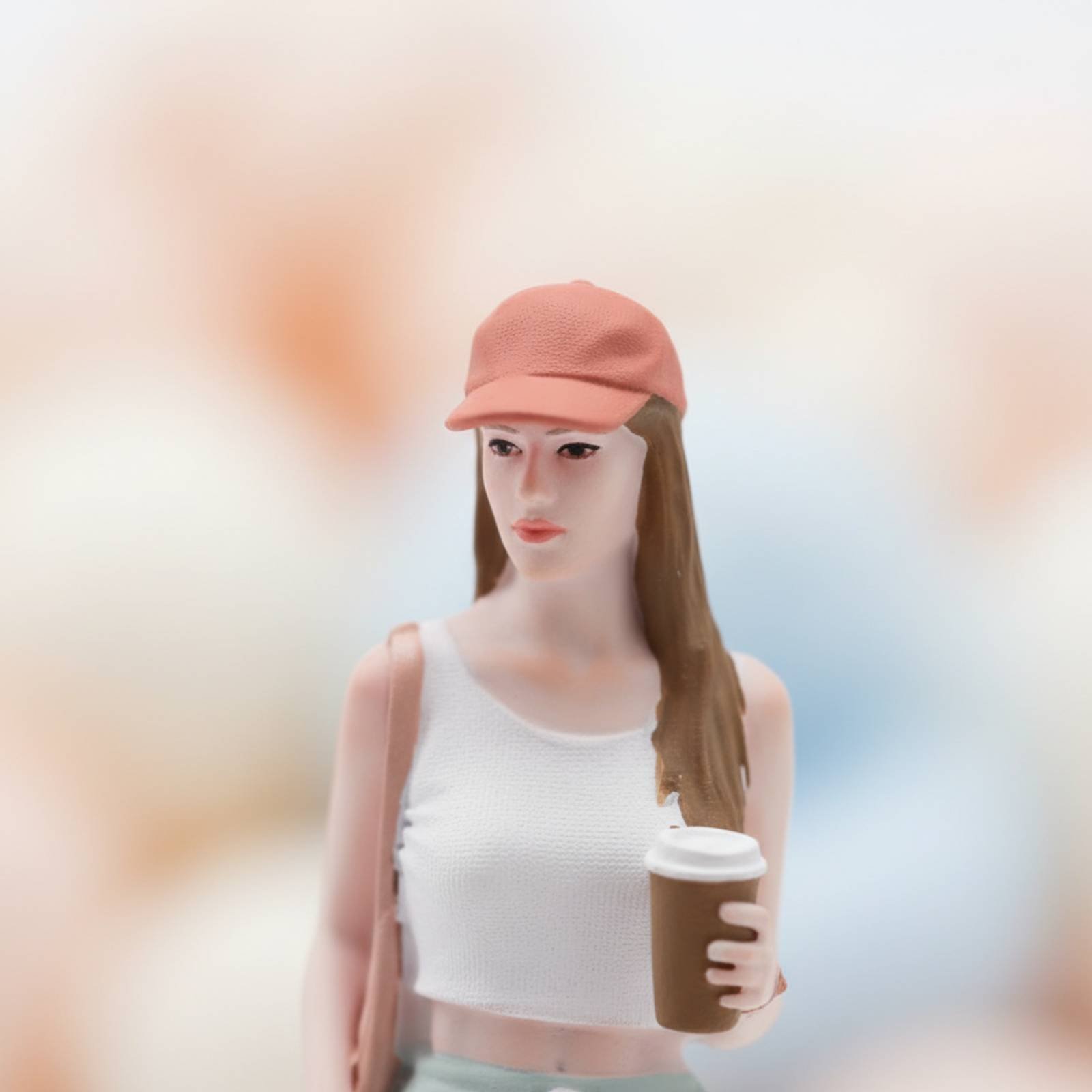 Street Fashion Pose - Girl Figure Holding Coffee Colorful Street
