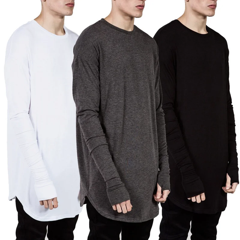 Longline Tee Oversized - Men Longline Thumb Hole Long Sleeve