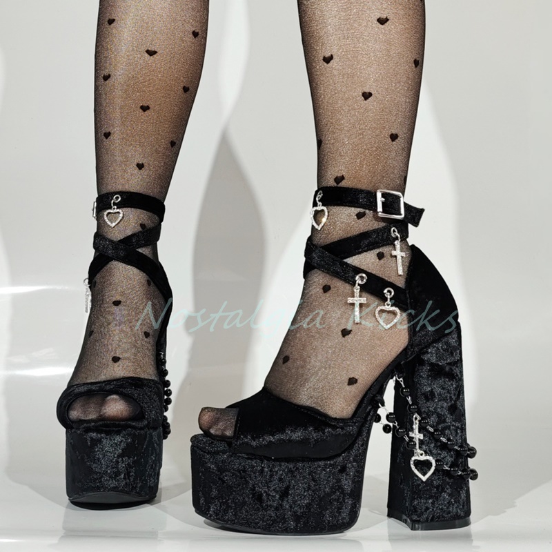 Gothic Black Velvet Platform H - огляд і ціна Street Fashion Clothing