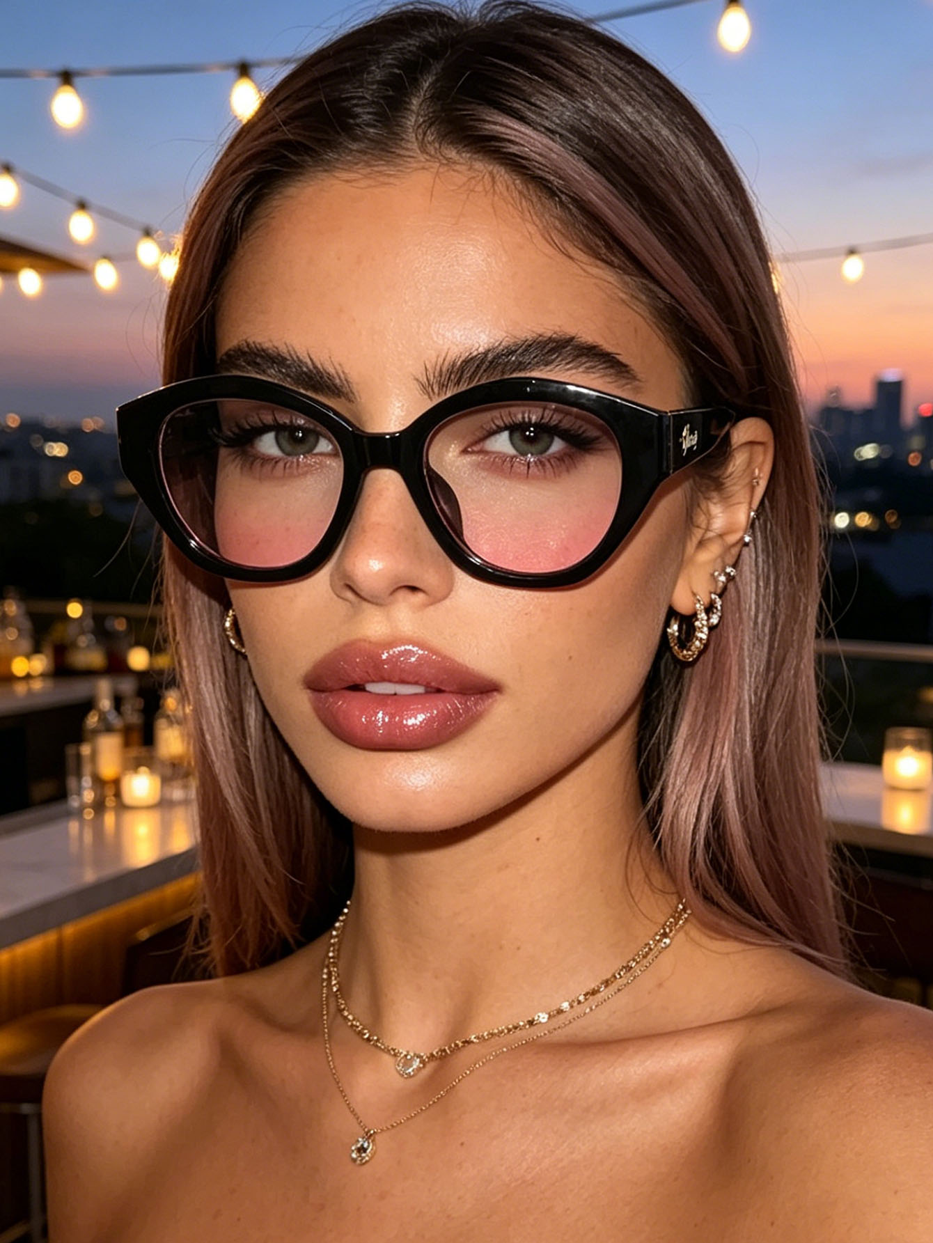 1Pc Niche Black Frame Pink Gra - огляд і ціна Street Fashion Pose