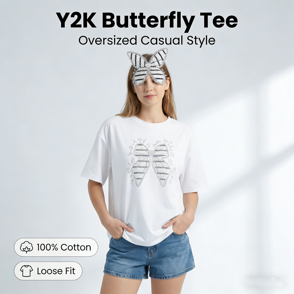 Women's Butterfly Embroidery R - огляд і ціна Longline Tee Oversized