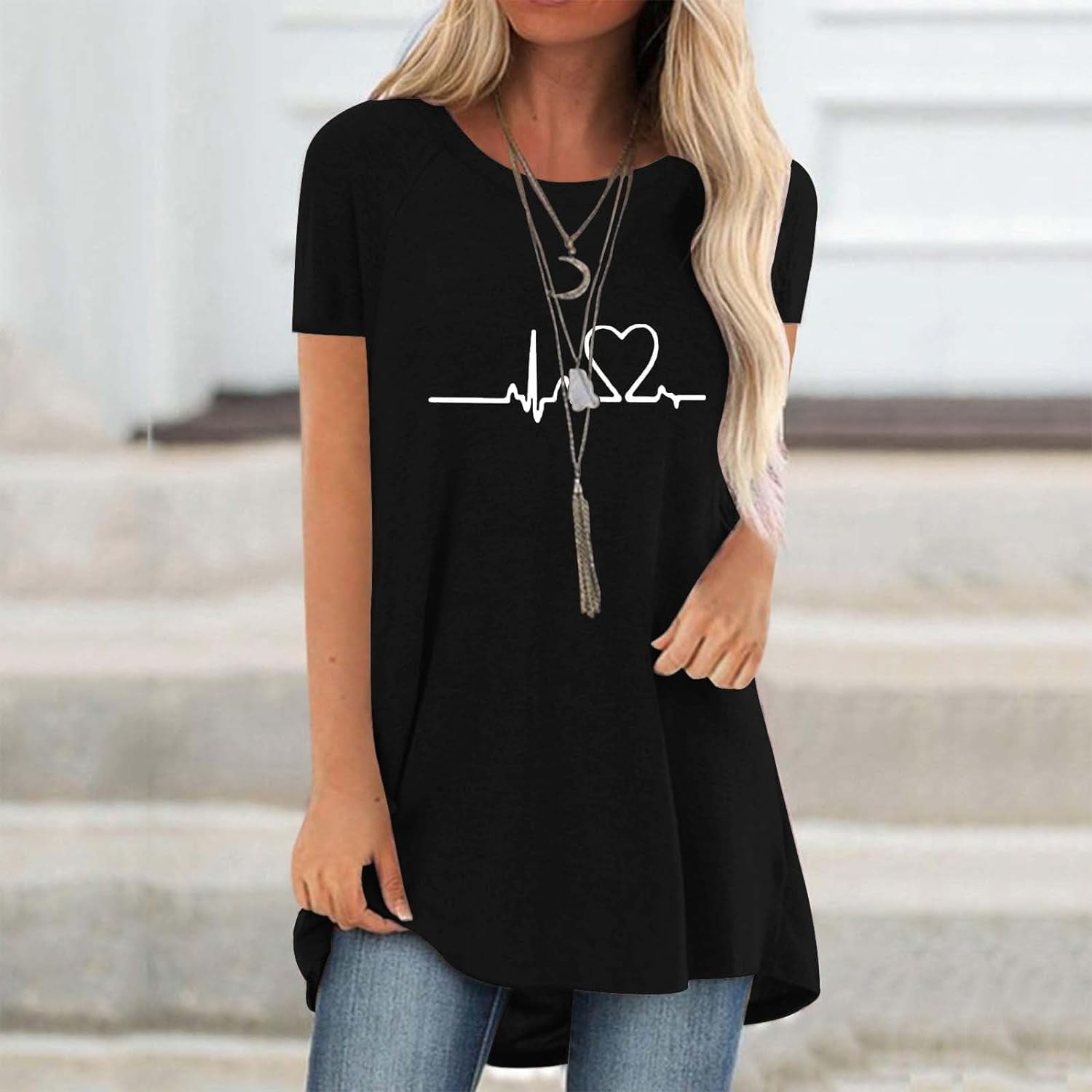 Line Love Graphics 3D Print T- - огляд і ціна Longline Tee Oversized