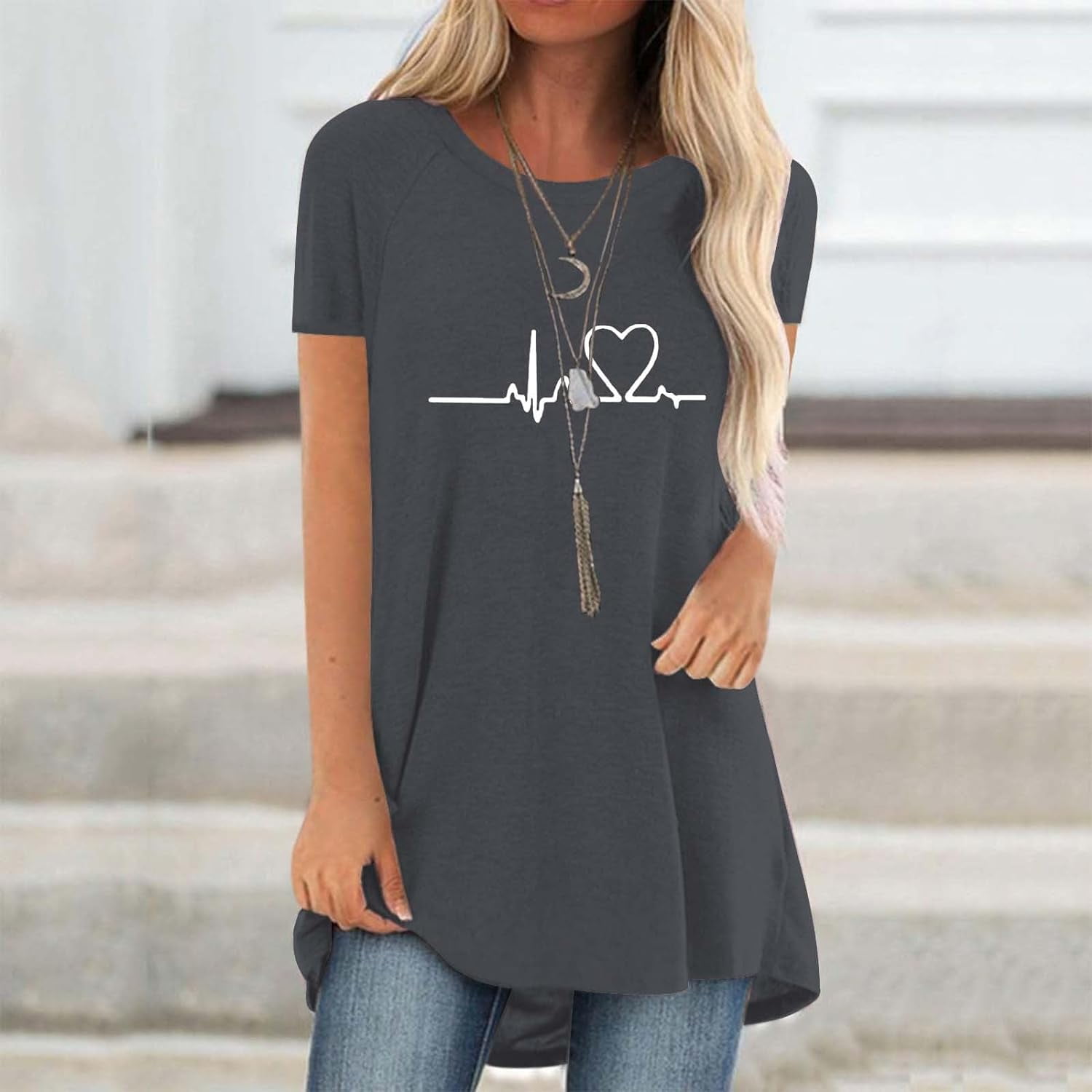 Line Love Graphics 3D Print T- - огляд і ціна Longline Tee Oversized