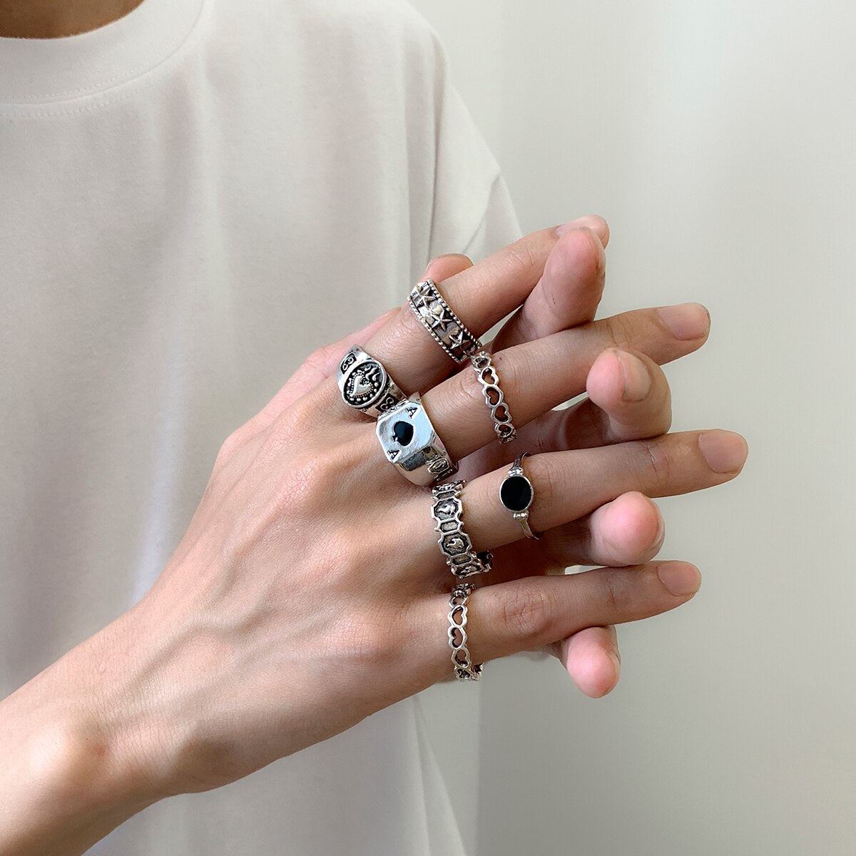 7Pcs/Set Goth Carved Heart Pok - огляд і ціна Street Fashion Mood