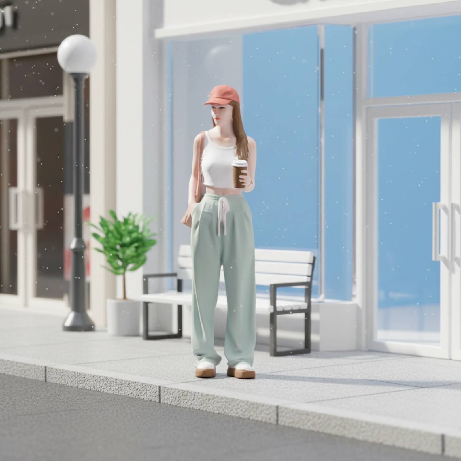 Girl Figure Holding Coffee Col - огляд і ціна Street Fashion Pose