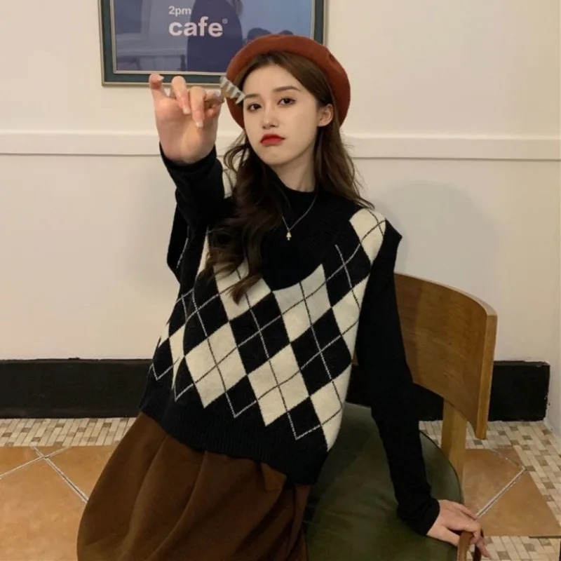 Sweater Vests Women Argyle Har - огляд і ціна Street Fashion Of Japan