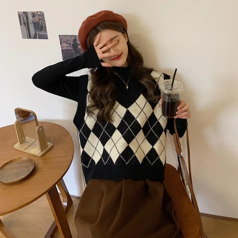 Sweater Vests Women Argyle Har - огляд і ціна Street Fashion Of Japan